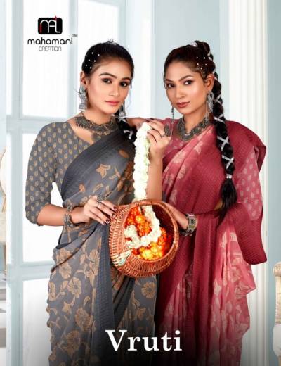 VRUTI BY MAHAMANI CREATION PRINTED SAREE WHOLESALER IN SURAT